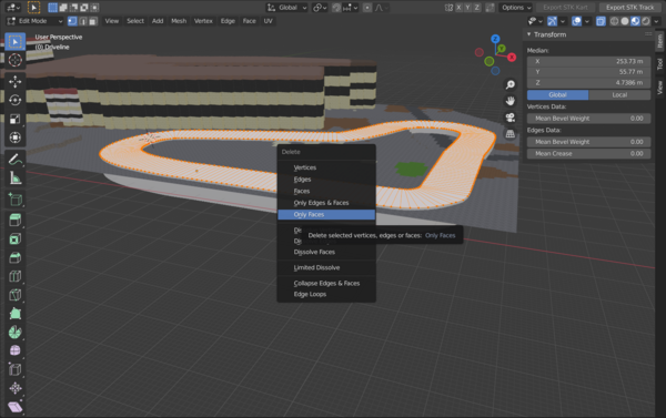 Tutoriel de course SuperTuxKart depuis minetest DeleteFacesDriveline.png